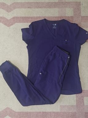 Koi Next Gen Purple V-Neck Scrub Top & Jogger Set